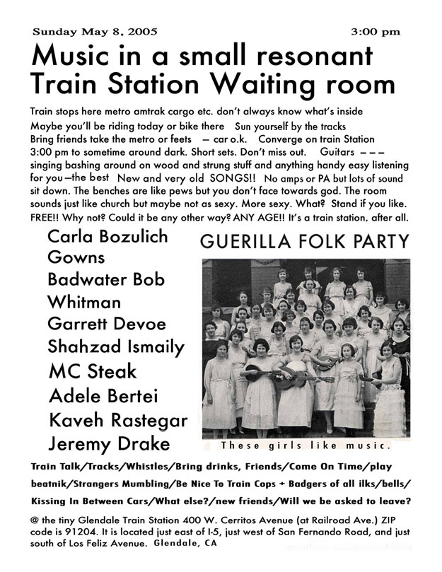 Music in a Small Resonant Train Station Waiting Room Flyer
